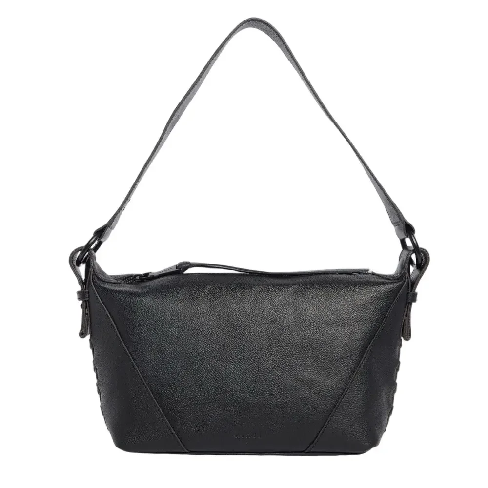 AIMEE Kestenberg Black Leather Braid Detail Riley Hobo Shoulder Hand Bag, NWT